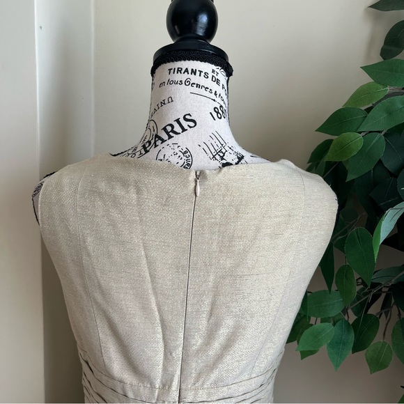 Shoshanna Metallic Abigail Pleated Sheath Dress Gold Sz 6 - Picture 10 of 16